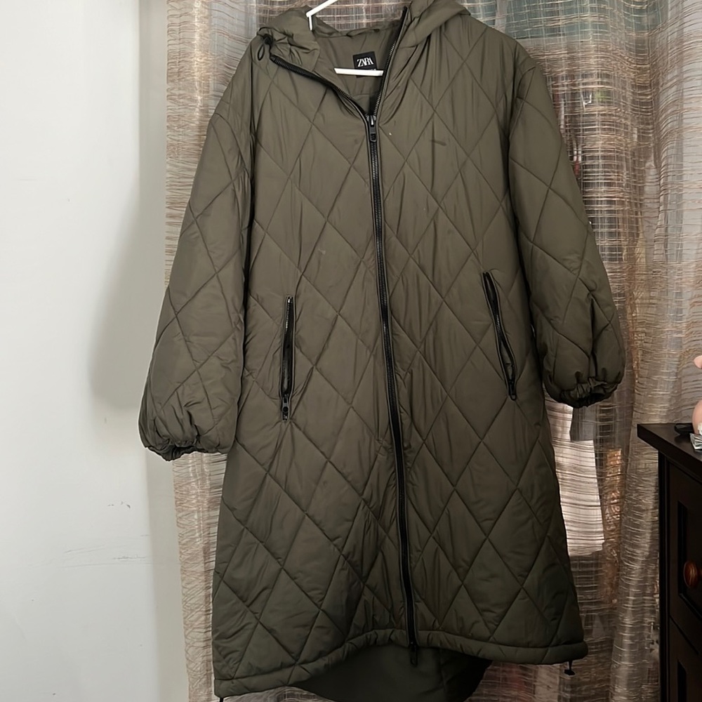 Zara Olive Green Oversized Parka XS - Great Condition